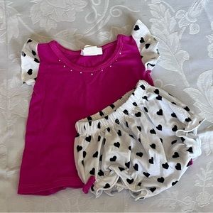 Baby Girl 2 piece matching set heart pattern 3month